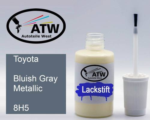 Toyota, Bluish Gray Metallic, 8H5: 20ml Lackstift, von ATW Autoteile West.